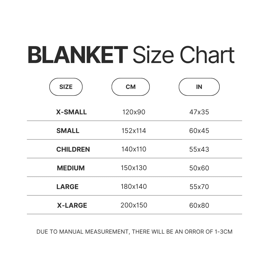 Blanket Size Chart - Toradora Store