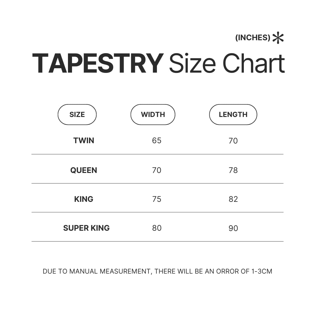 Tapestry Size Chart - Toradora Store