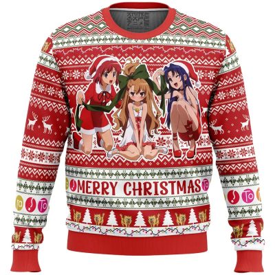 imgi 15 Merry Christmas ToraDora Ugly Christmas Sweater FRONTmockup - Toradora Store